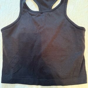 Black Ribbed Women's Tank Top Lululemon ebb to street crop